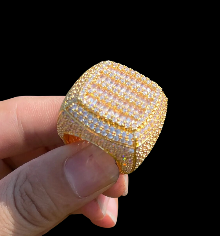 Cushion Prong Baguette Top Iced Out Diamond Ring