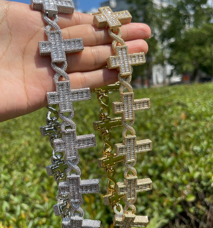 14mm Cross Infinity Link Iced Out Diamond Necklace Chain