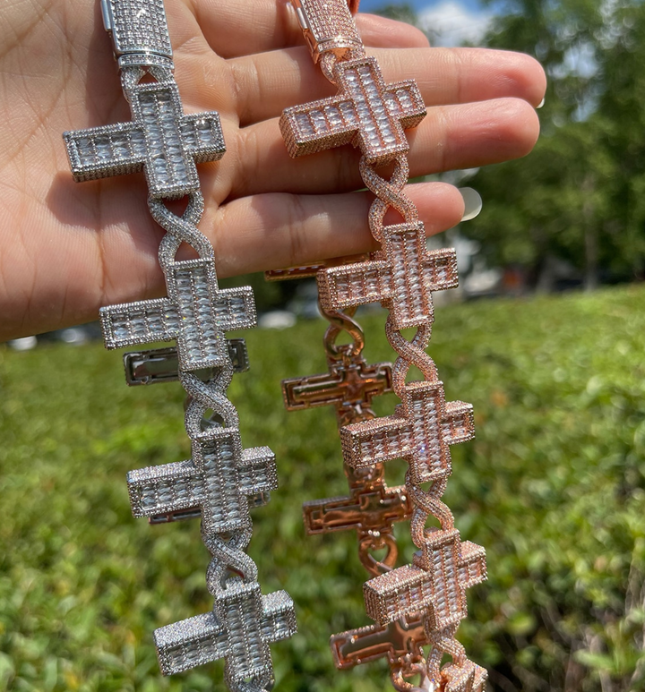 14mm Cross Infinity Link Iced Out Diamond Necklace Chain