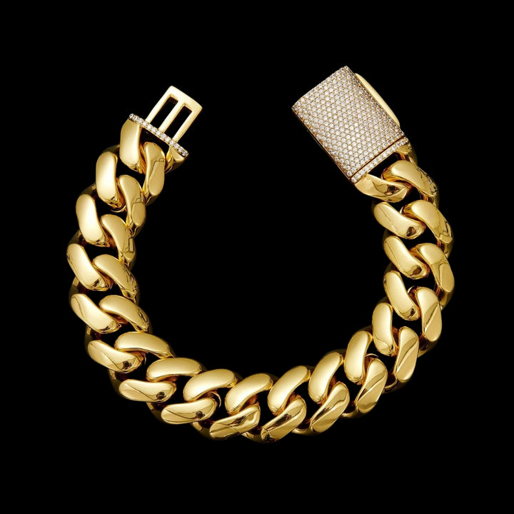 12MM-22MM VVS Iced Box Clasp Luxury Stainless Steel Bracelet