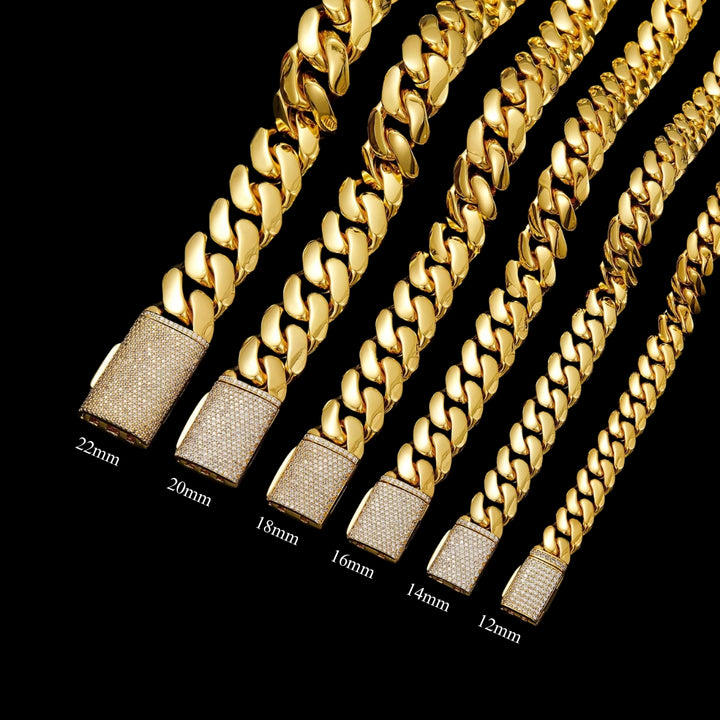 12MM-22MM VVS Iced Box Clasp Luxury Stainless Steel Bracelet