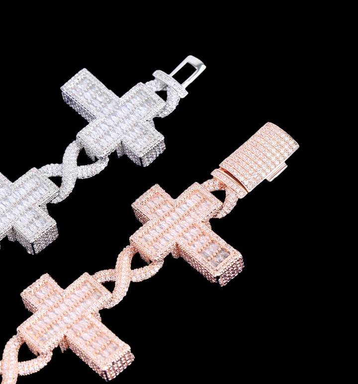 14mm Cross Infinity Link Iced Out Diamond Necklace Chain