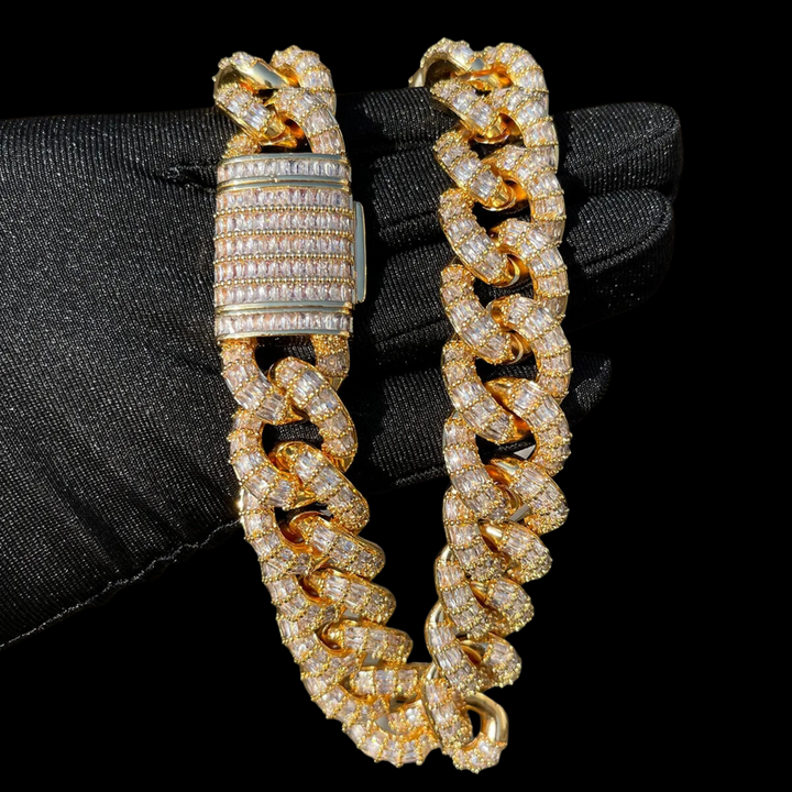20MM Full Baguette Linked Iced Out Diamond Necklace Chain