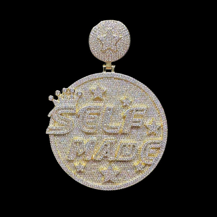 Limited Self Made Round Iced Out Letter Diamond Pendant Necklace