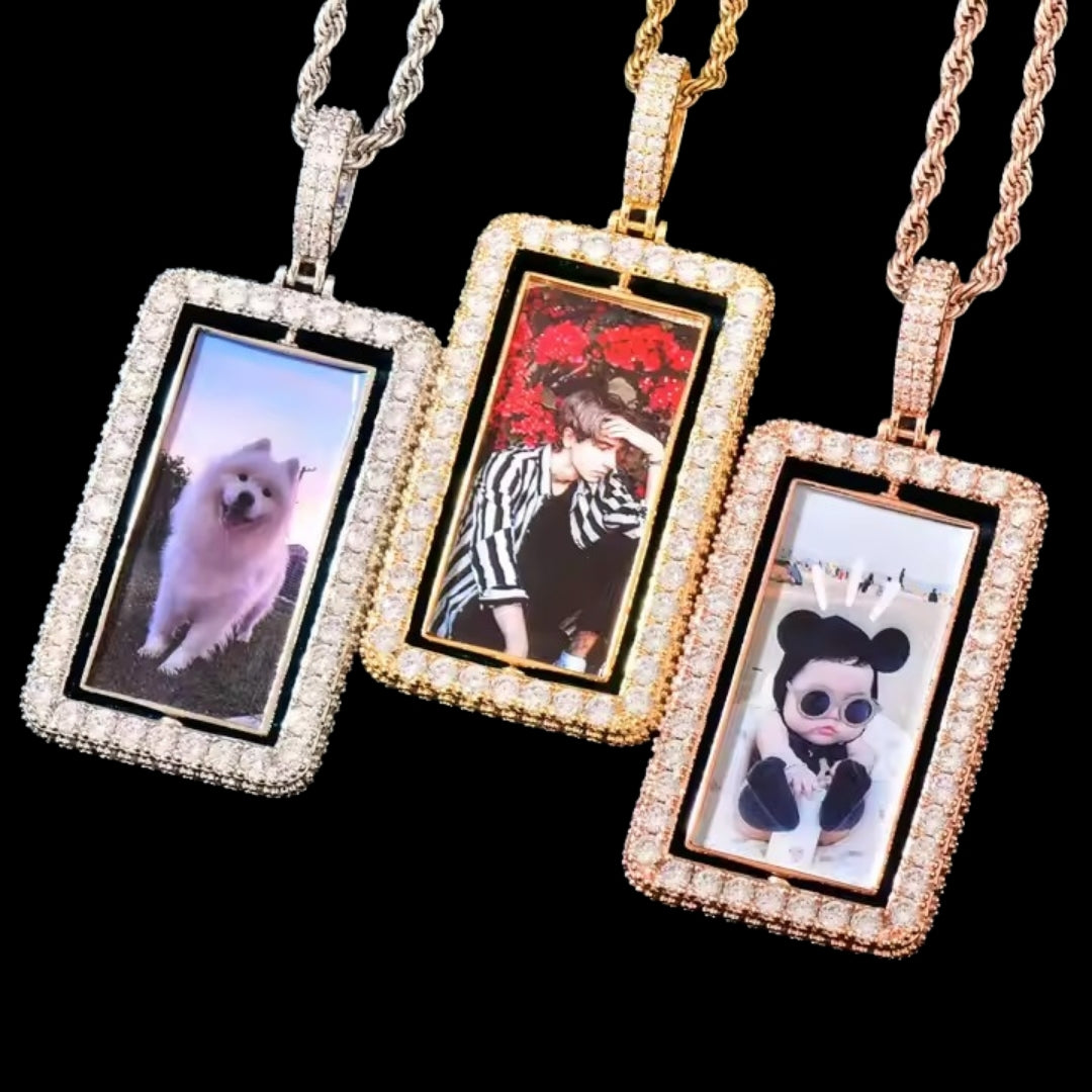 Vertical Double-Sided Custom Photo Picture Pendant Necklace – Icey