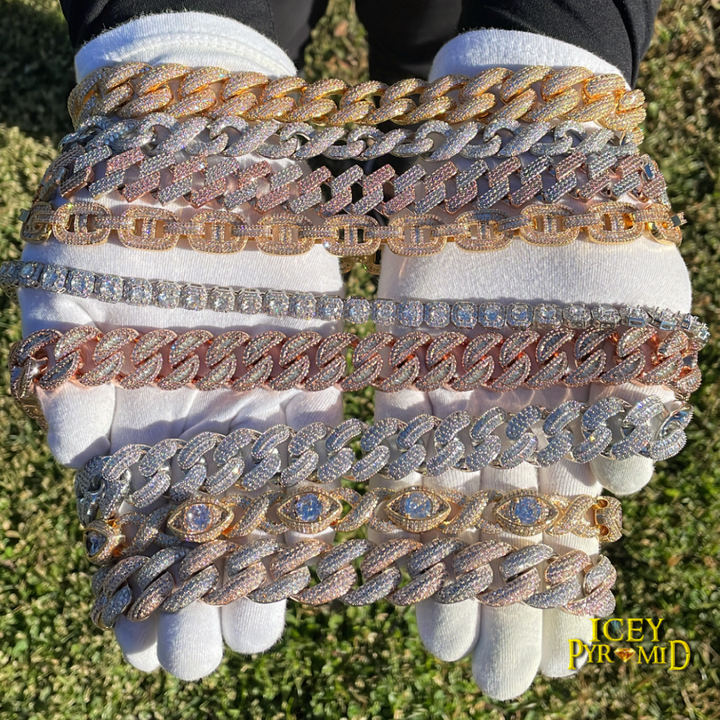 20MM Stones and Baguette Cuban Link Iced Out Diamond Necklace Chain