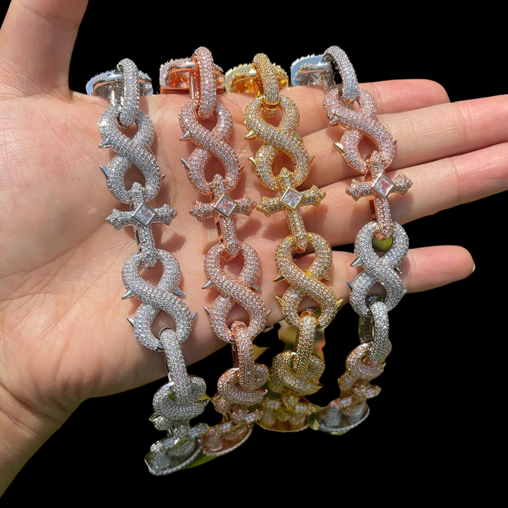 18MM Infinity Cross Linked Iced Out Diamond Bracelet