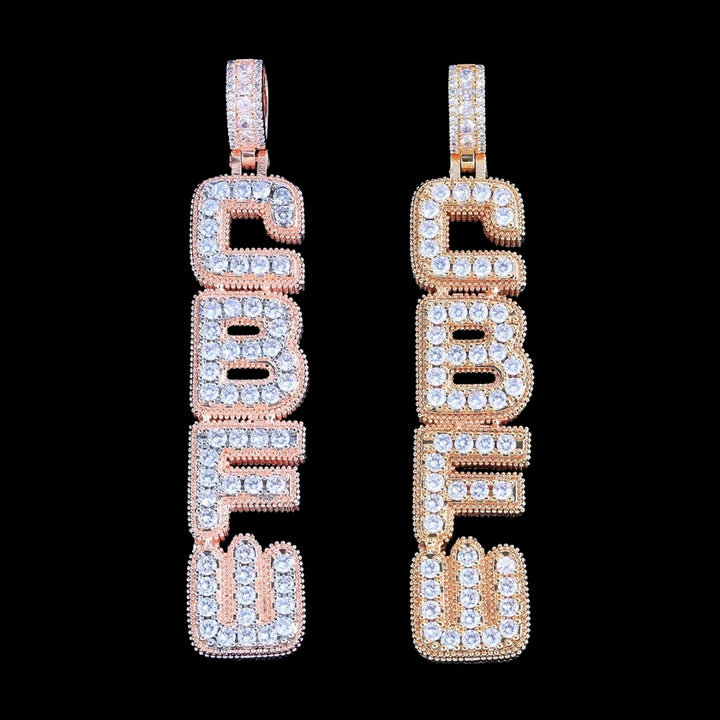 NEW | Vertical Block Iced Out Personalized Custom Name Necklace Pendant