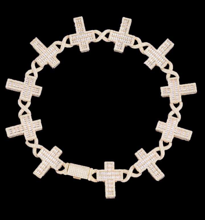 14mm Cross Infinity Link Iced Out Diamond Necklace Chain