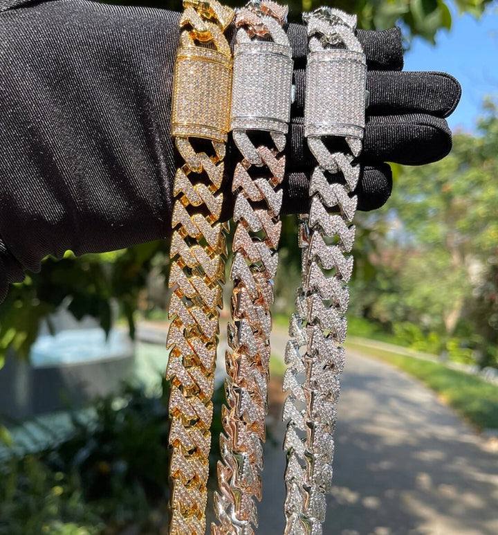 15MM Lightning Link Iced Out Diamond Necklace Chain