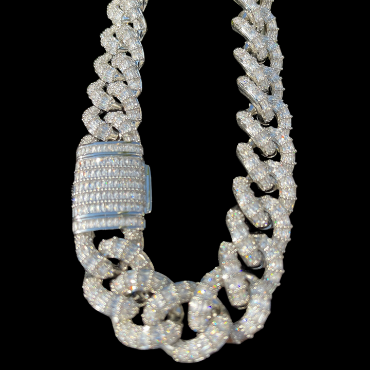 20MM Full Baguette Linked Iced Out Diamond Necklace Chain