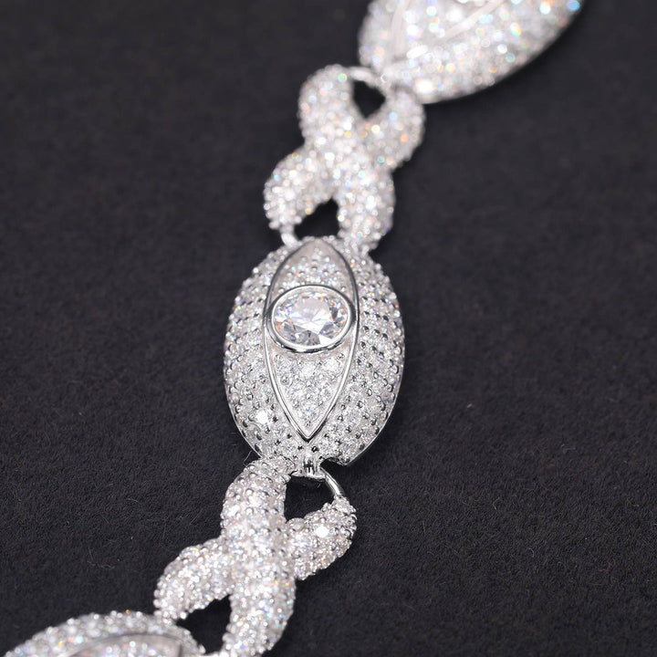 20MM Diamond Eyes Infinity Linked Iced Out Diamond Necklace Bracelet Set