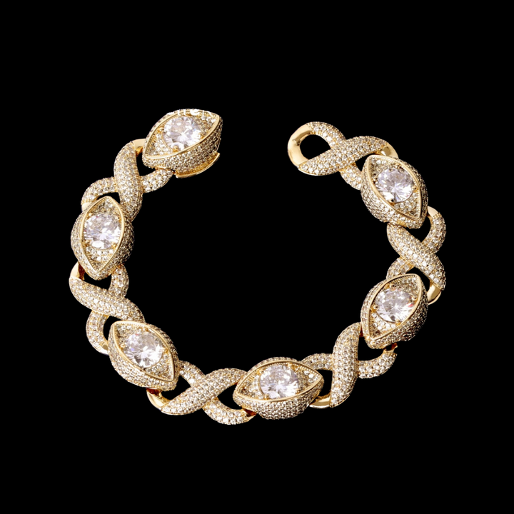 20MM Diamond Eyes Infinity Linked Iced Out Diamond Necklace Bracelet Set