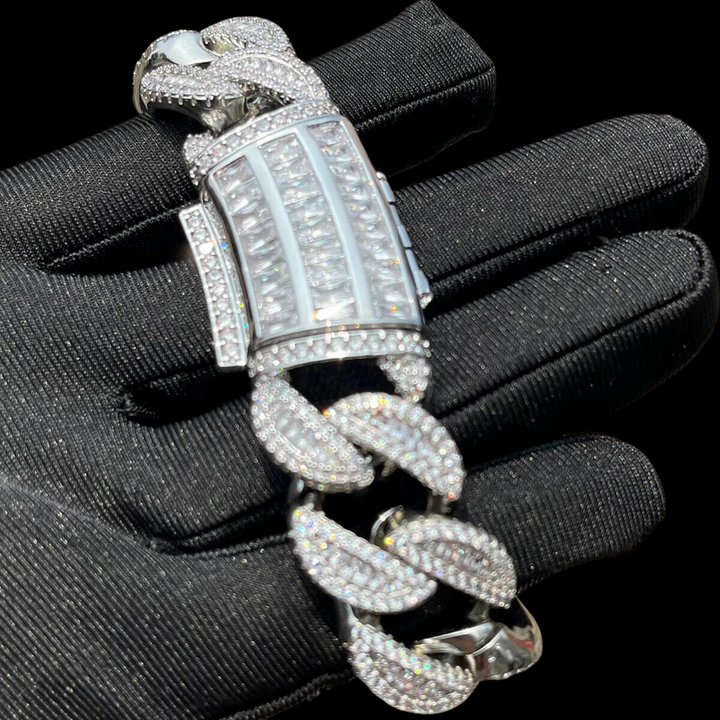 20MM Tennis-Baguette-Diamond Triple Edition Iced Out Diamond Necklace Bracelet Set