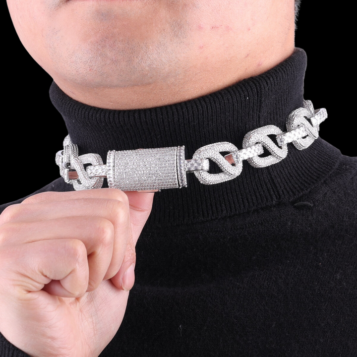 20MM Baguette and Stones Infinity Iced Out Diamond Necklace Chain