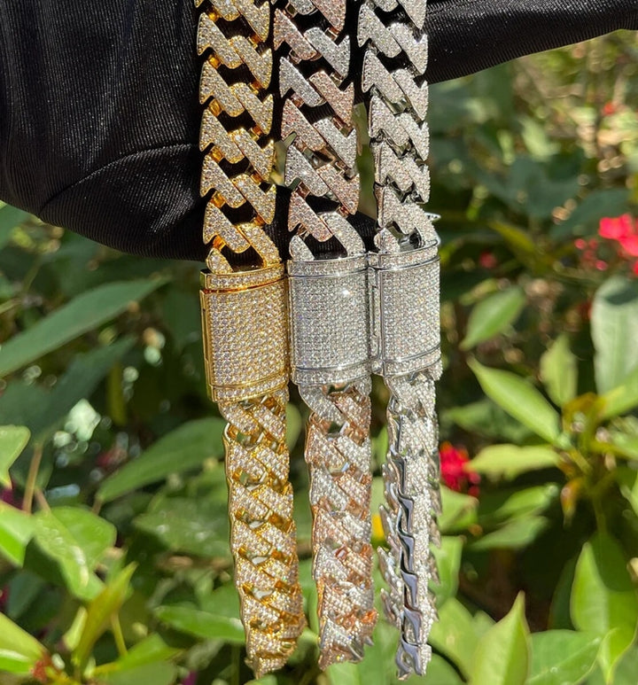 15MM Lightning Link Iced Out Diamond Necklace Chain