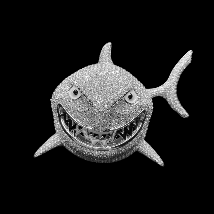 Shark Iced Out Diamond Pendant Necklace