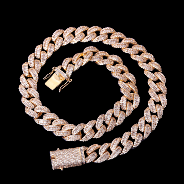 14MM Classy Prong Setting Iced Out Diamond Necklace Bracelet Set