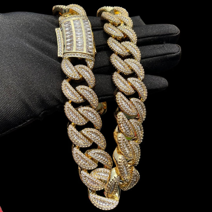 20MM Tennis-Baguette-Diamond Triple Edition Iced Out Diamond Necklace Bracelet Set