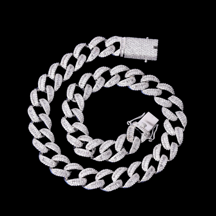 14MM Classy Prong Setting Iced Out Diamond Necklace Bracelet Set