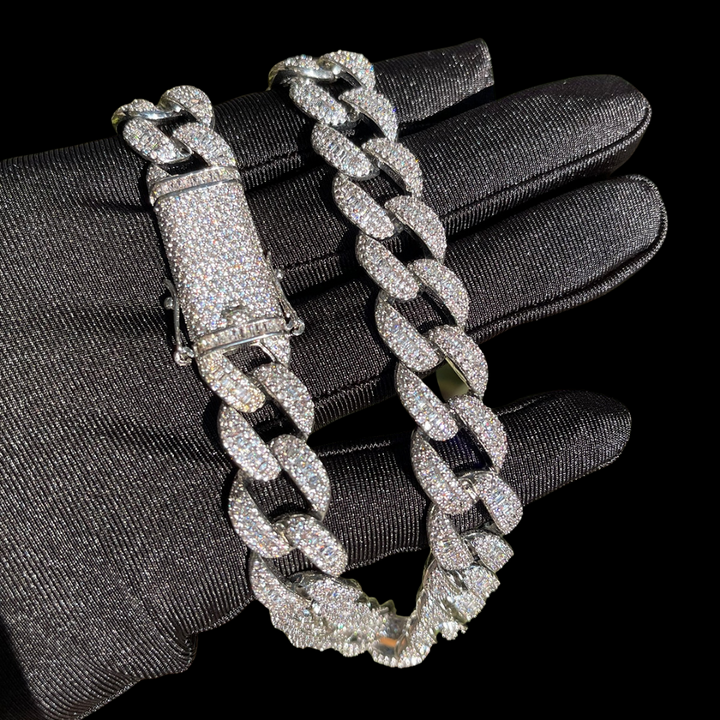 14MM Classy Prong Setting Iced Out Diamond Necklace Bracelet Set