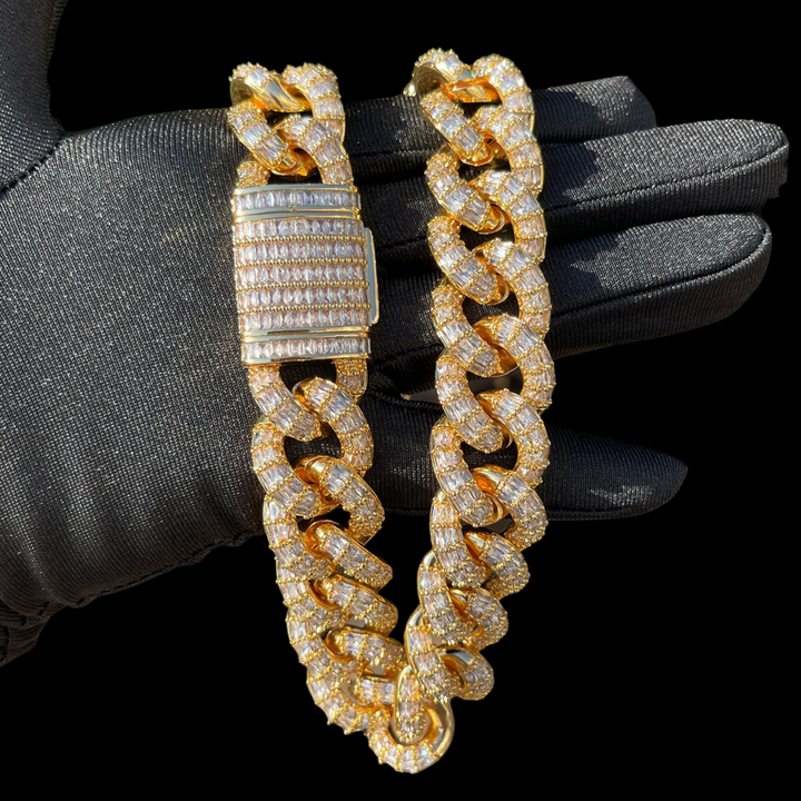 20MM Full Baguette Linked Iced Out Diamond Necklace Chain