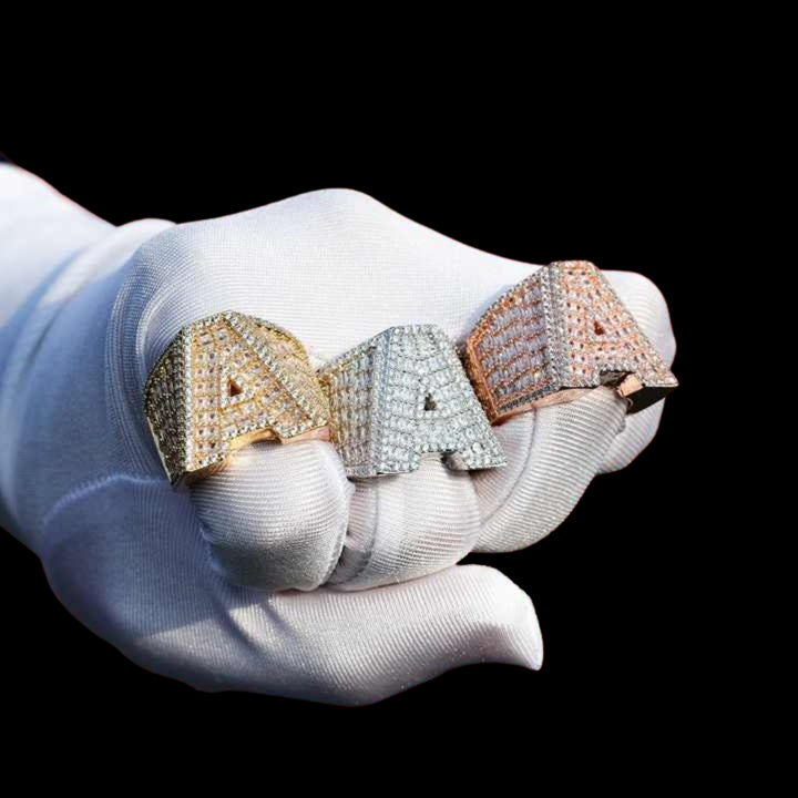 A-Z Fully Loaded Initial Iced Out Diamond Ring