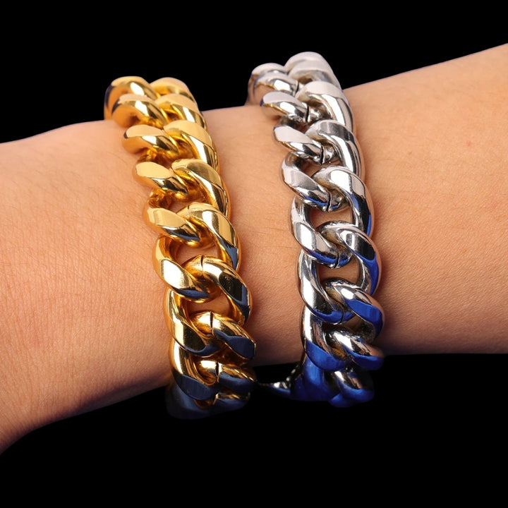 15MM Fold-Over Clasp Luxury Stainless Steel Bracelet