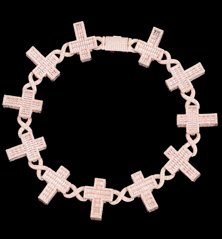 14mm Cross Infinity Link Iced Out Diamond Necklace Chain