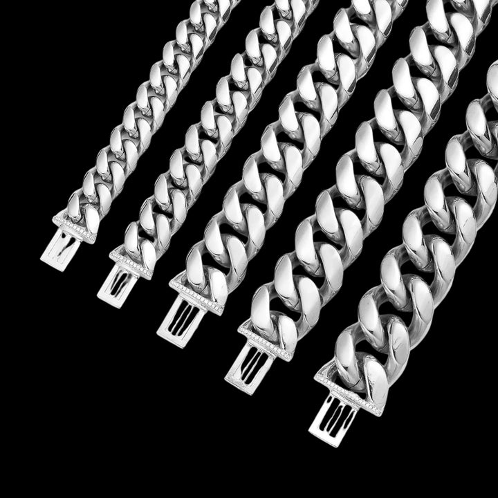 12MM-22MM VVS Iced Box Clasp Luxury Stainless Steel Bracelet