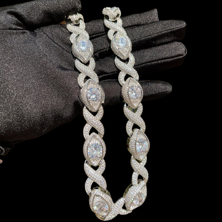 20MM Diamond Eyes Infinity Linked Iced Out Diamond Necklace Bracelet Set