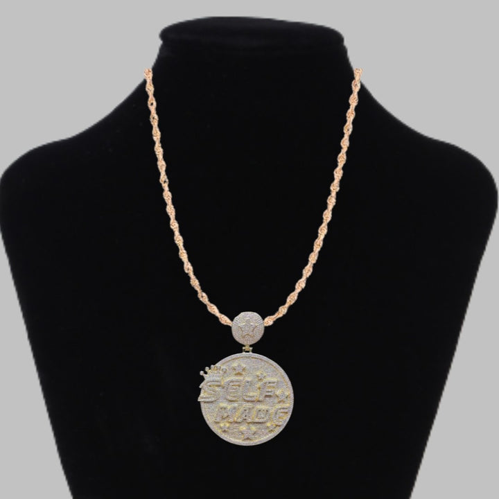 Limited Self Made Round Iced Out Letter Diamond Pendant Necklace