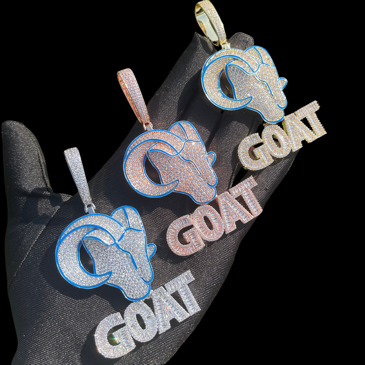 Goat Iced Out Diamond Pendant Necklace