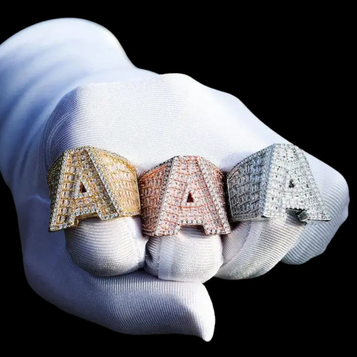 A-Z Fully Loaded Initial Iced Out Diamond Ring