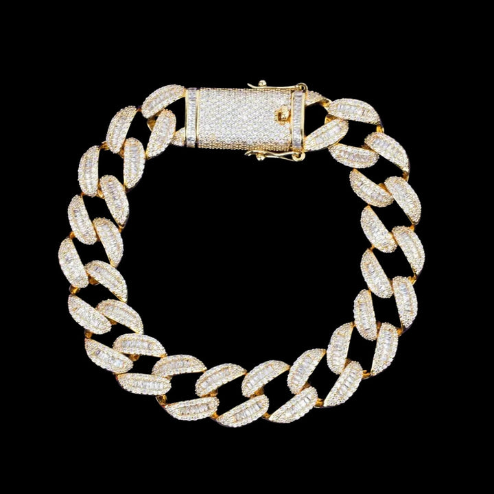 14MM Classy Prong Setting Iced Out Diamond Necklace Bracelet Set