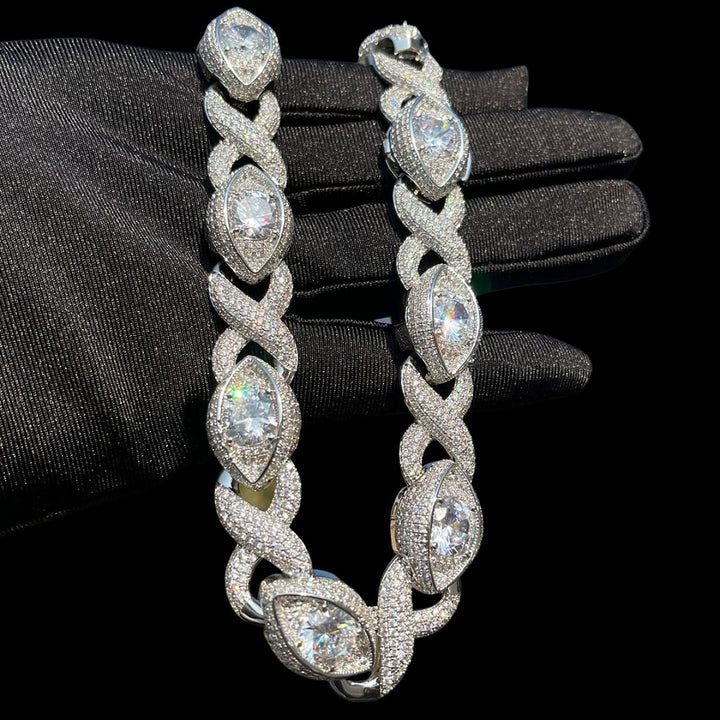 20MM Diamond Eyes Infinity Linked Iced Out Diamond Necklace Bracelet Set