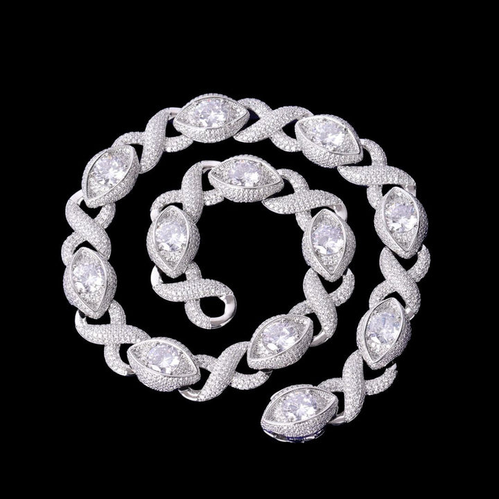 20MM Diamond Eyes Infinity Linked Iced Out Diamond Necklace Bracelet Set