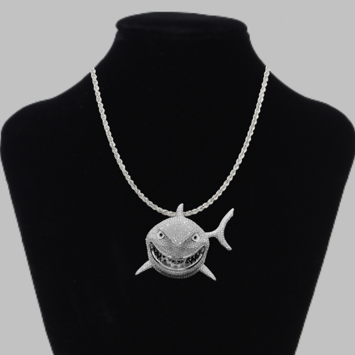 Shark Iced Out Diamond Pendant Necklace