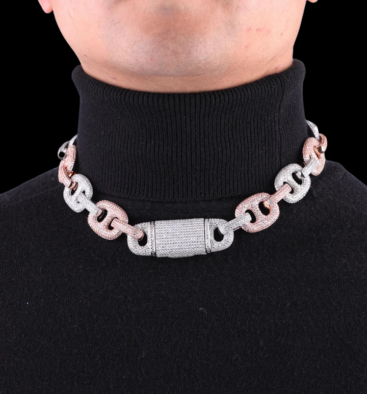 20MM VVS Duo Link Iced Out Diamond Necklace Chain