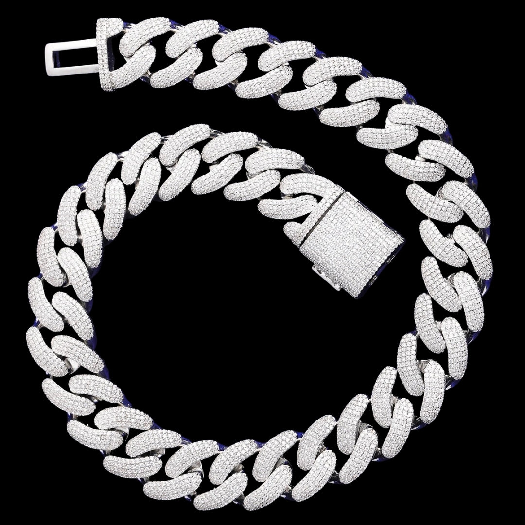 20MM Rounded Solid Miami Cuban Iced Out Diamond Necklace Chain