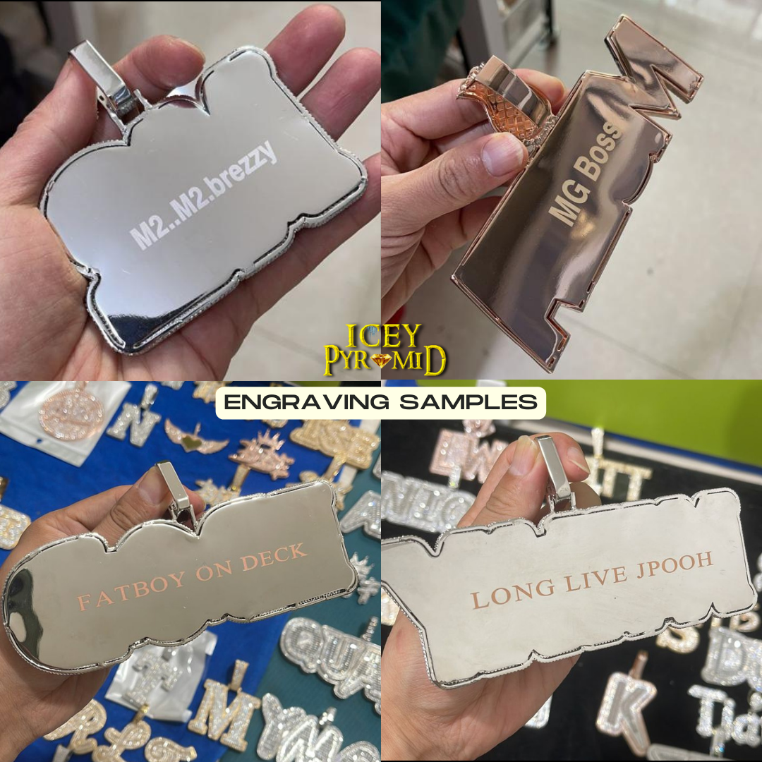 Money Bag Bail Two Layers Iced Out Personalized Custom Name Necklace Pendant