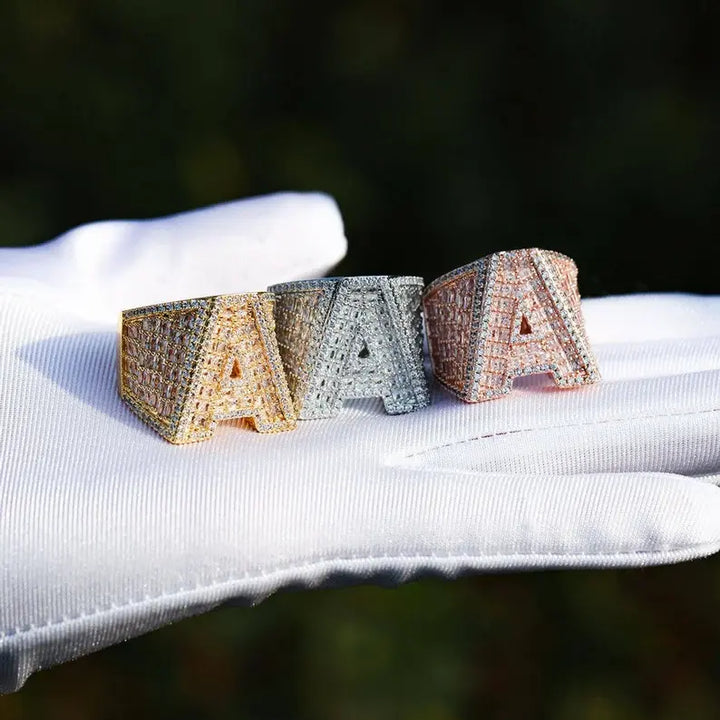 A-Z Fully Loaded Initial Iced Out Diamond Ring