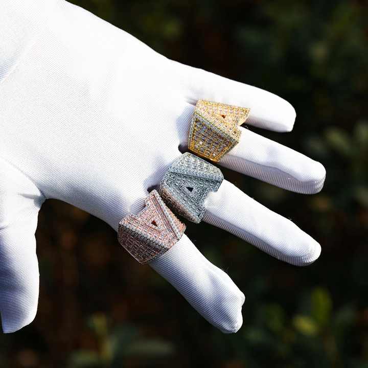 A-Z Fully Loaded Initial Iced Out Diamond Ring