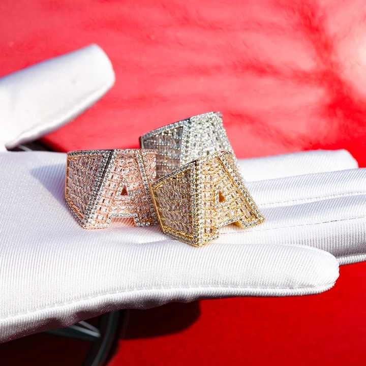 A-Z Fully Loaded Initial Iced Out Diamond Ring