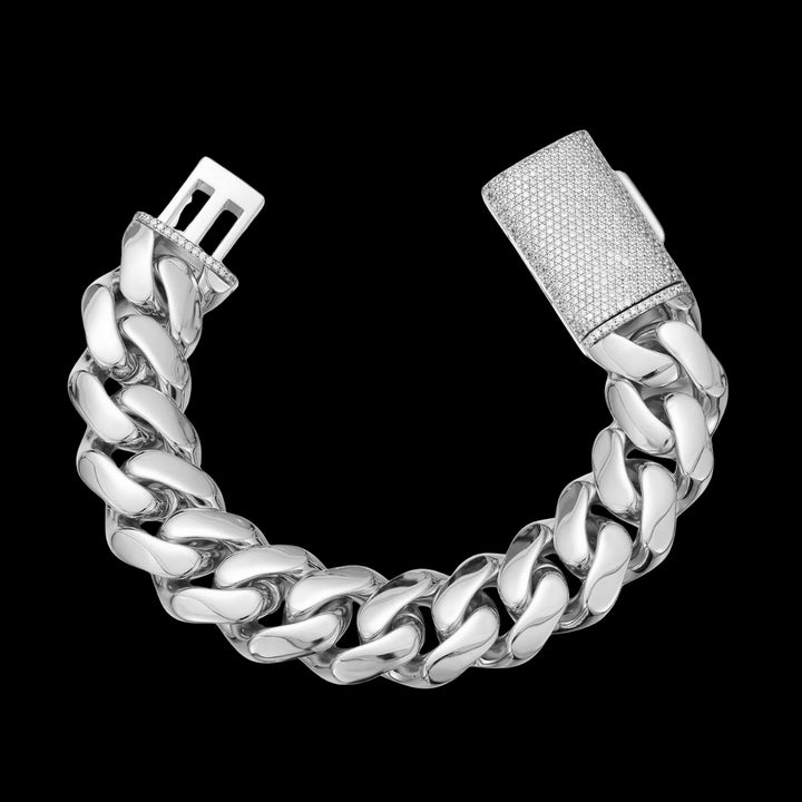 12MM-22MM VVS Iced Box Clasp Luxury Stainless Steel Bracelet