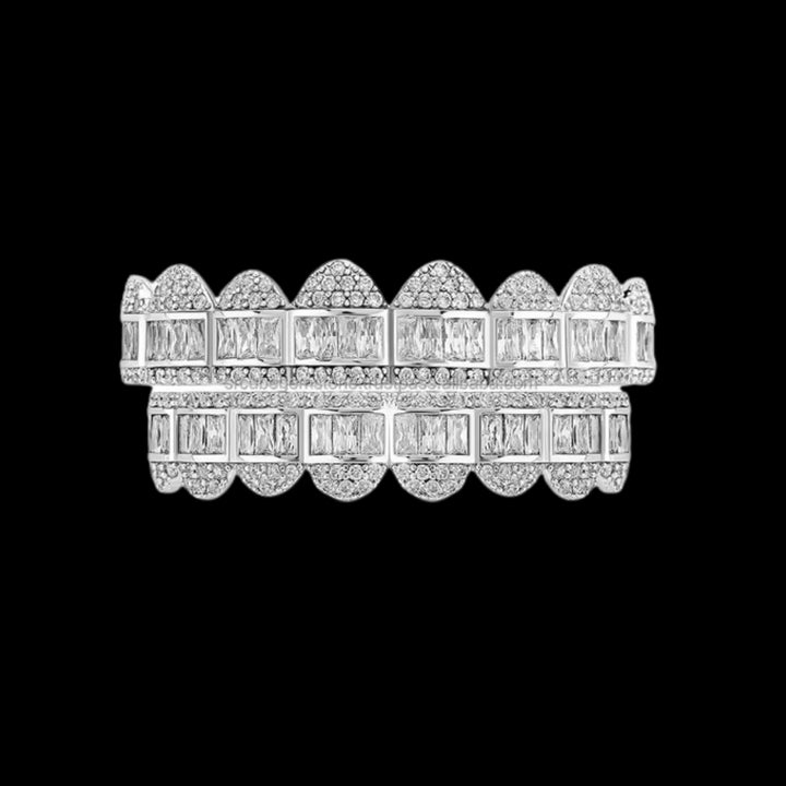 Baguette Paved Setting Iced Out Diamond Grillz