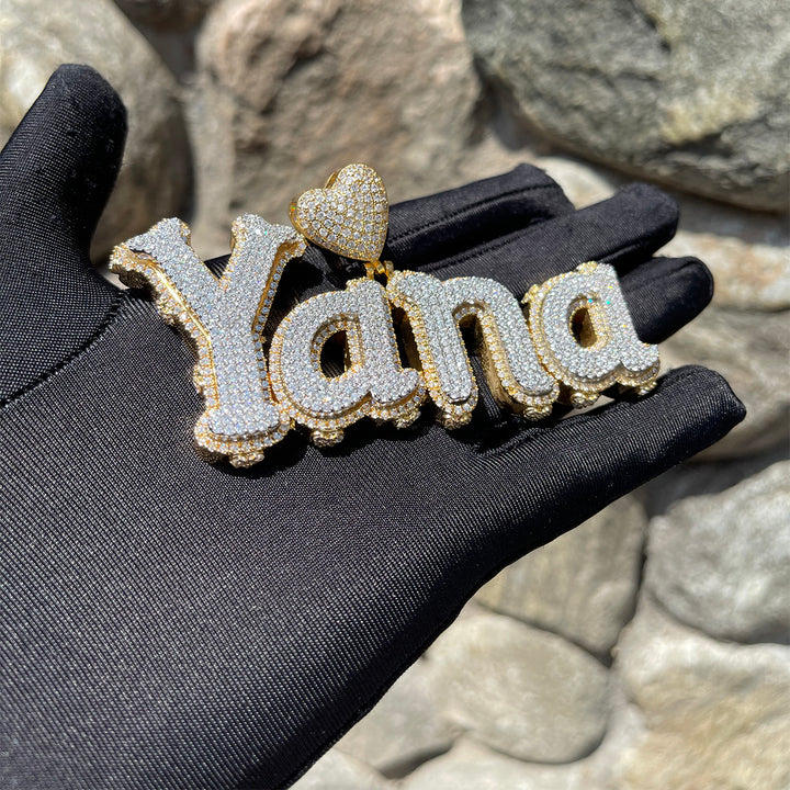 Charming Glow Heart Bail Iced Out Personalized Custom Name Necklace Pendant