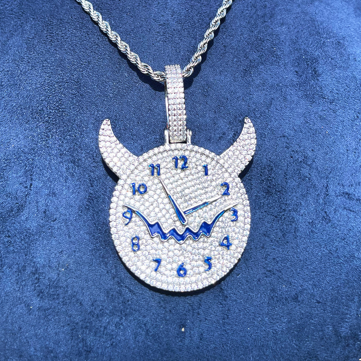 Demon Time Iced Out Diamond Pendant Necklace