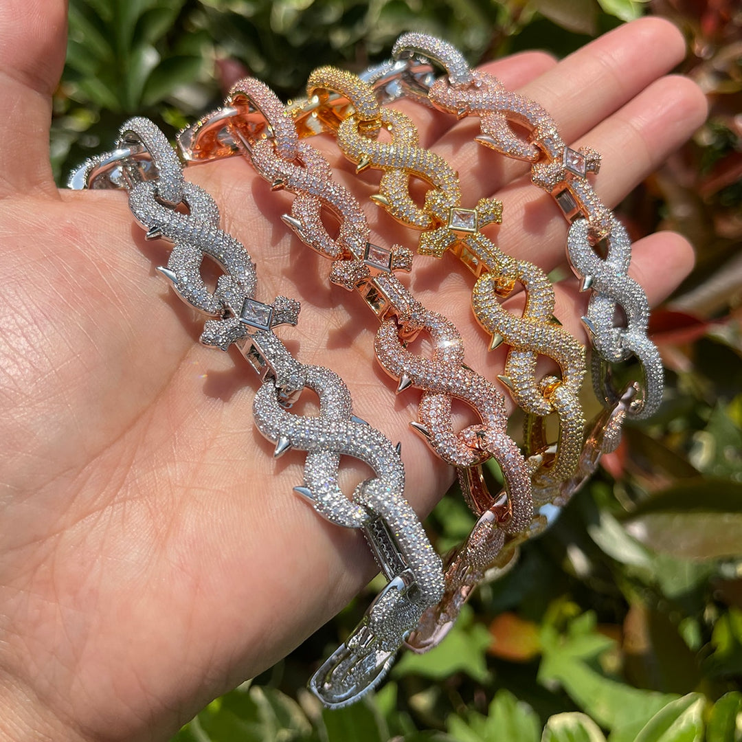 18MM Cross and Infinity Link Iced Out Diamond Necklace Chain