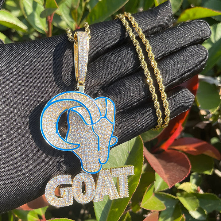 Goat Iced Out Diamond Pendant Necklace